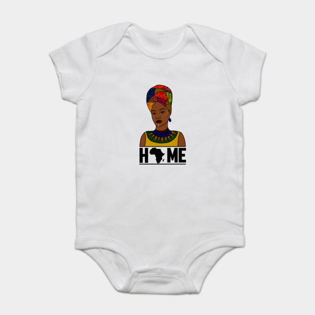 Home Africa, Love Africa, African Woman, Black Pride Baby Bodysuit by logiamerch